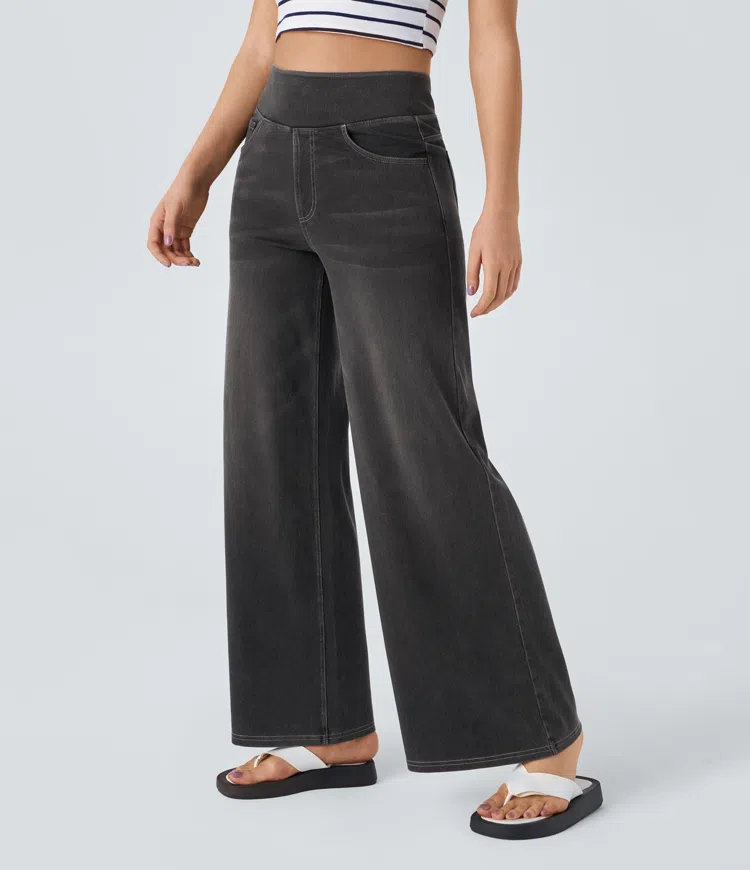 High-Waisted Elastic Pants
