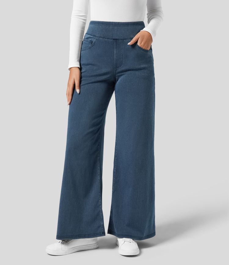 High-Waisted Elastic Pants
