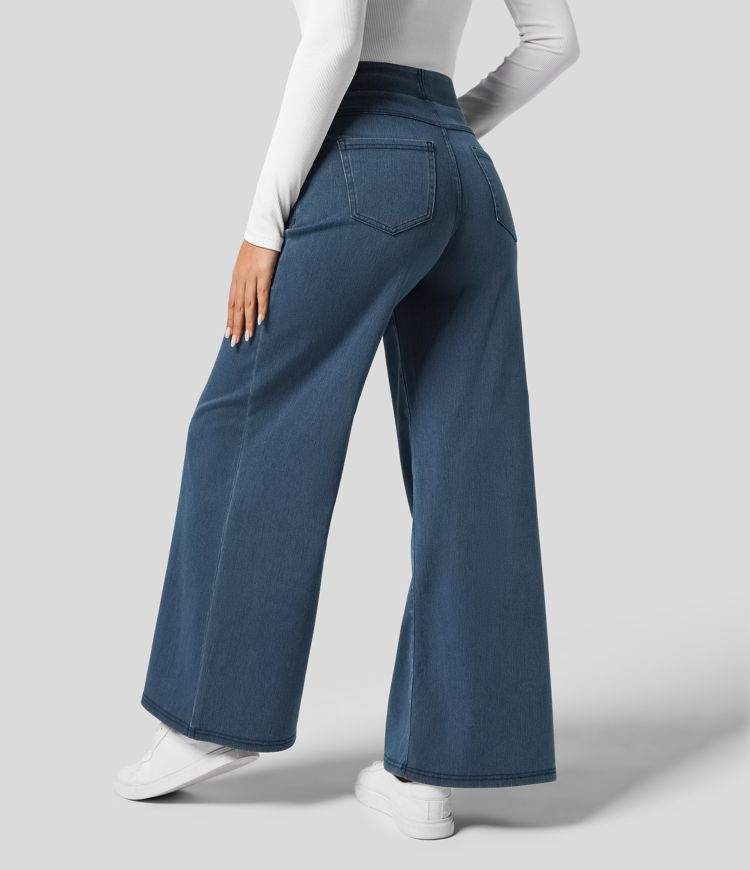 High-Waisted Elastic Pants