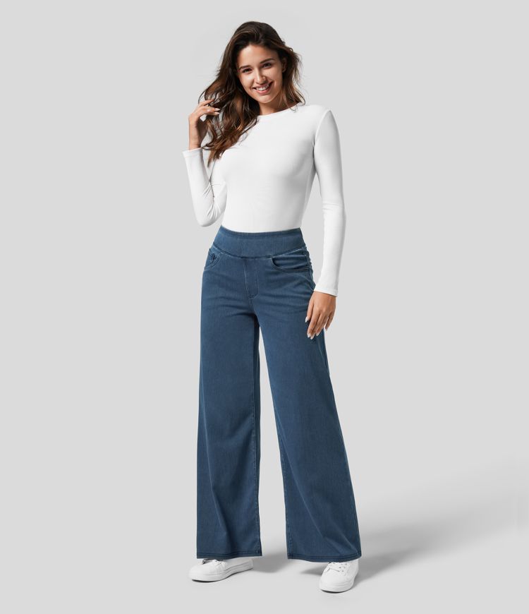High-Waisted Elastic Pants
