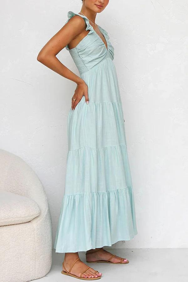 Janna - Elegante lange jurk met V-hals