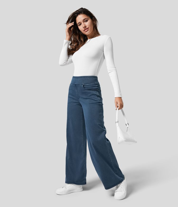 High-Waisted Elastic Pants