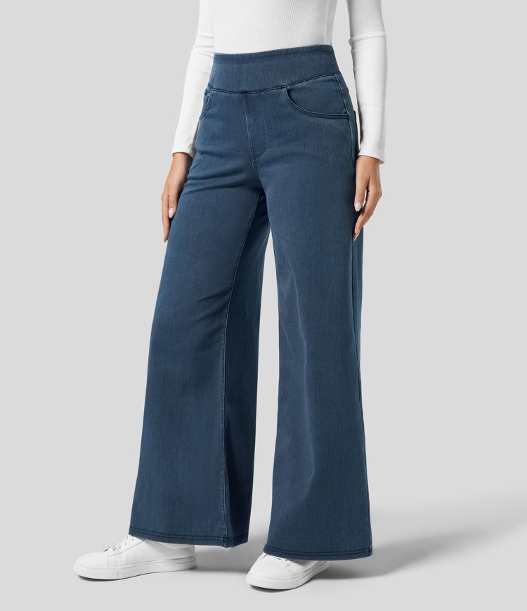 High-Waisted Elastic Pants