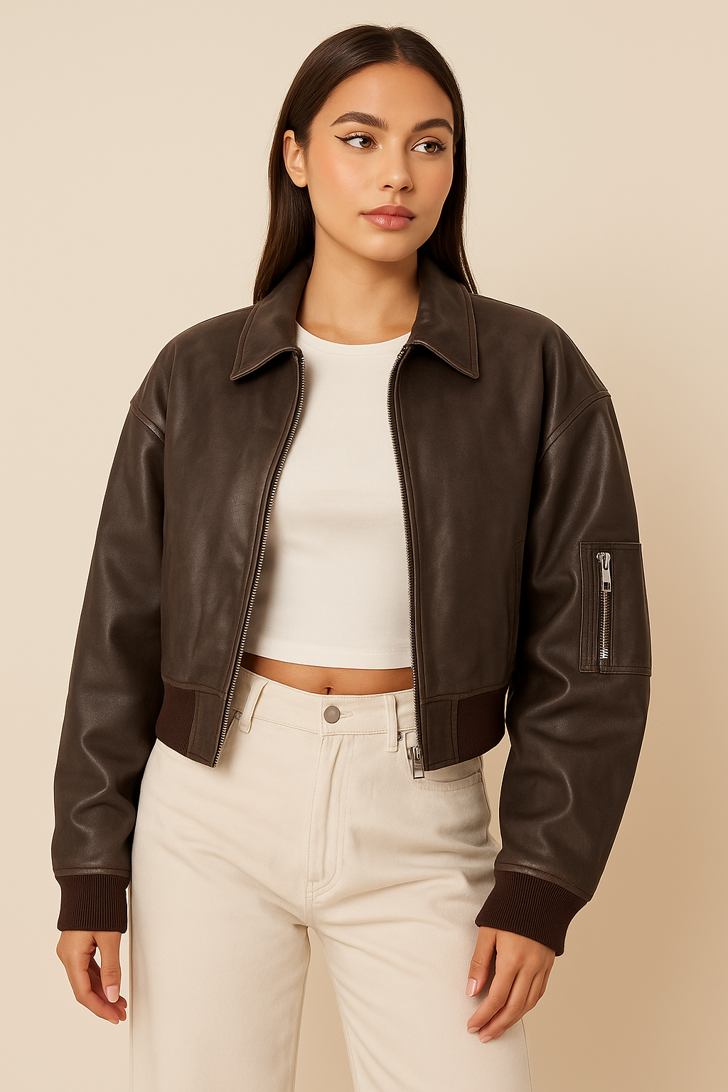 Cropped Bomber Jacket