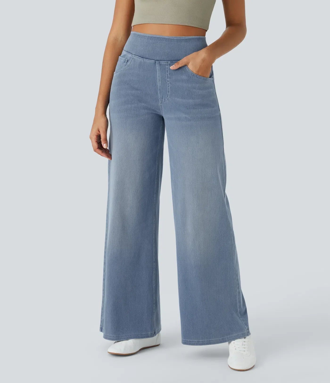 High-Waisted Elastic Pants