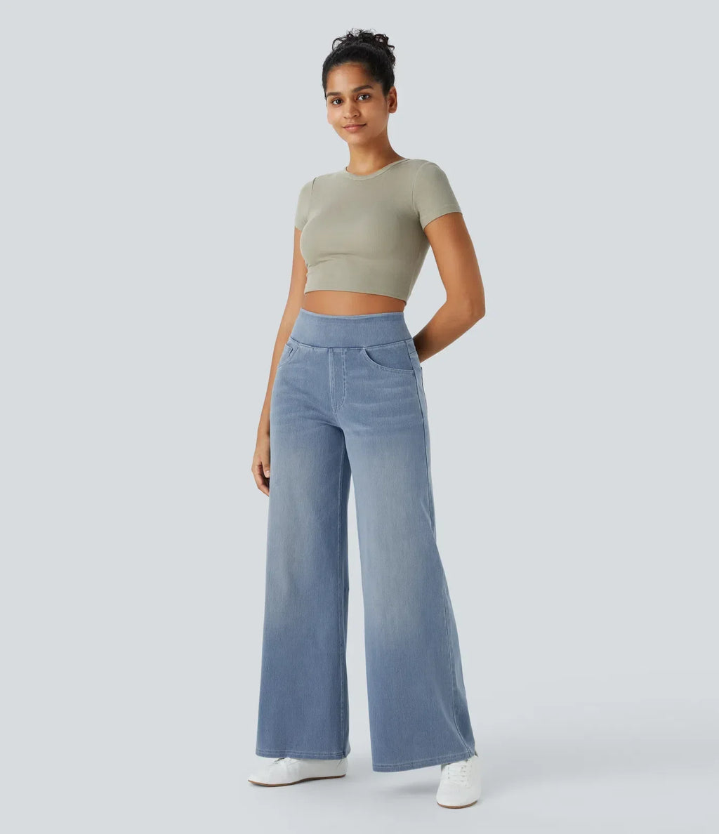 High-Waisted Elastic Pants