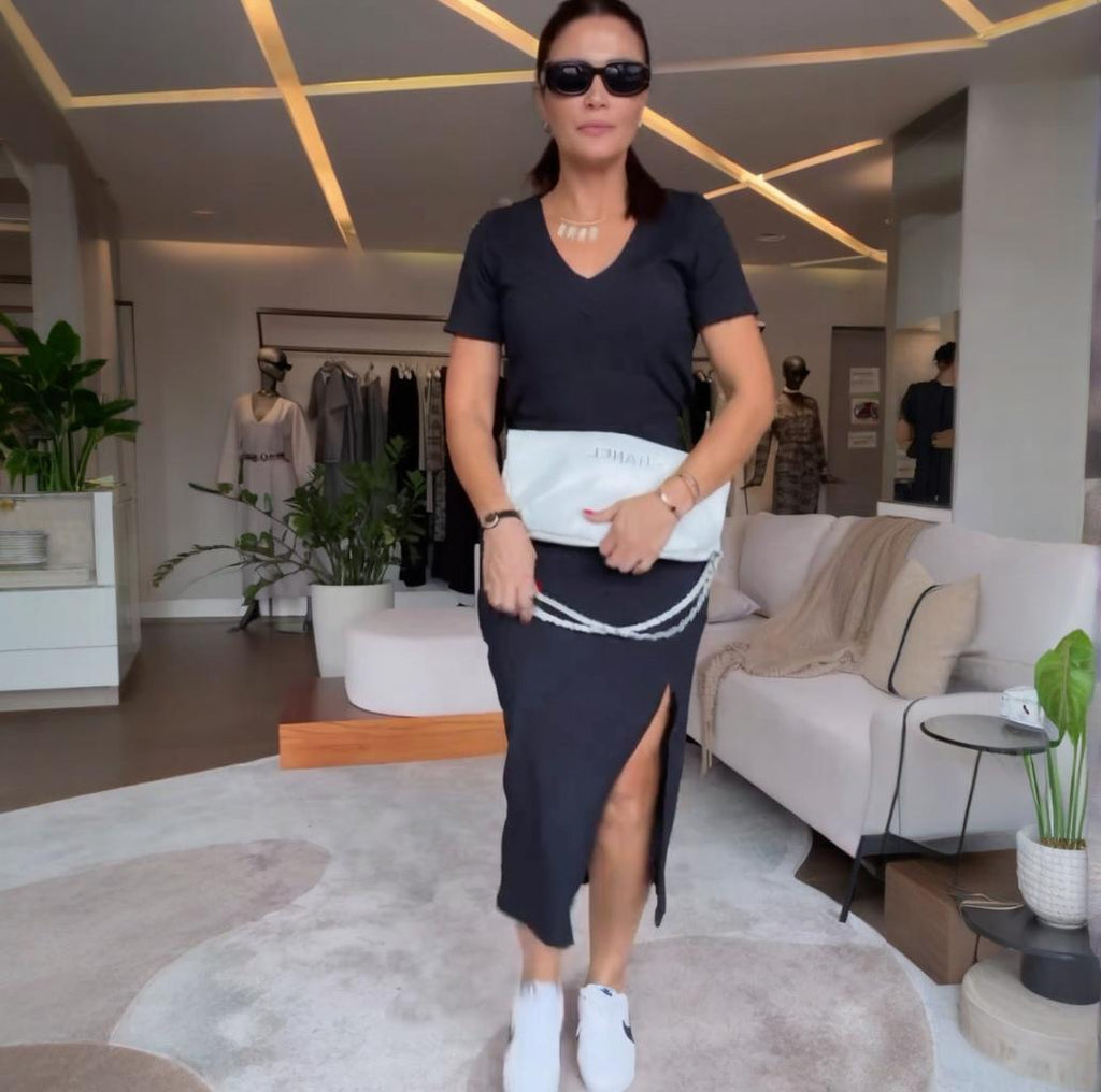 Stylish V-neck Top and Skirt