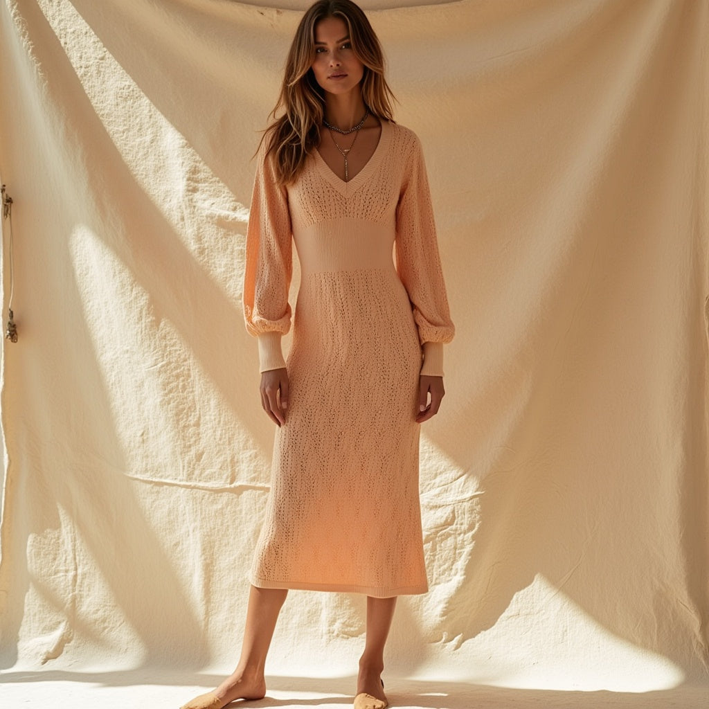 V-Neck Cotton Dress